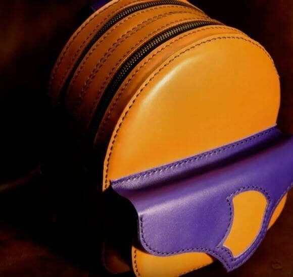 Круглый рюкзак из кожи