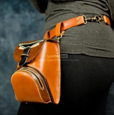 Выкройка набедренная сумка для байкера из кожи от Leather