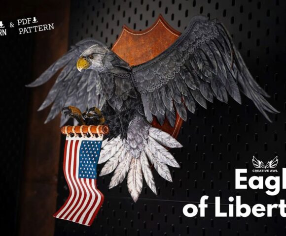 Выкройка орел из кожи на стену