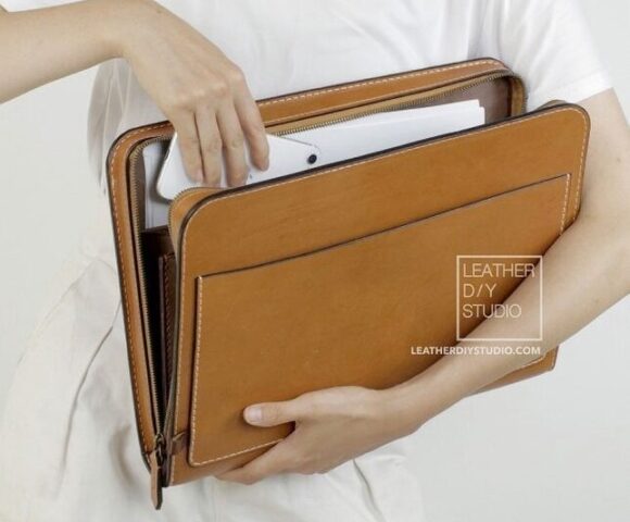 Вместительная папка выкройка из кожи