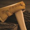 Выкройка чехол из кожи для топора с тиснением рисунка