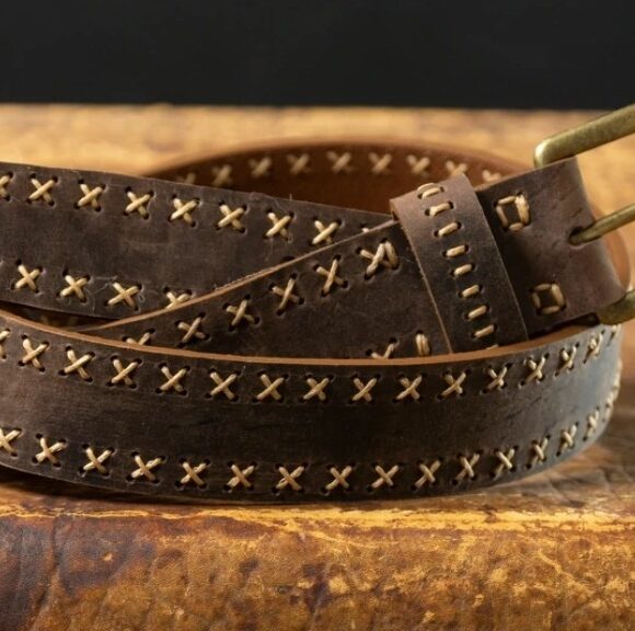 Выкройка кожаный ремень с прошивкой крестиком