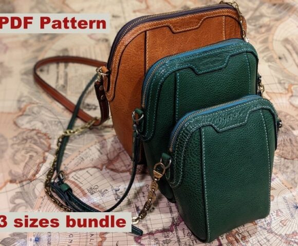 Выкройка три сумки из кожи одна модель разные размеры