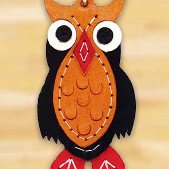 Кожаная выкройка брелок сова от знаменитого Тони