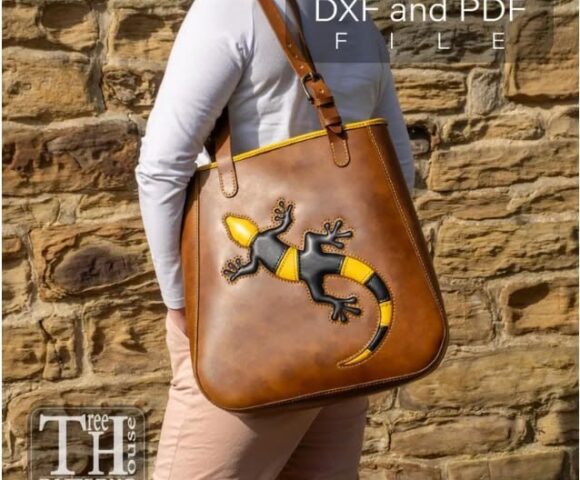 Выкройка сумка из кожи тоут с ящерицей