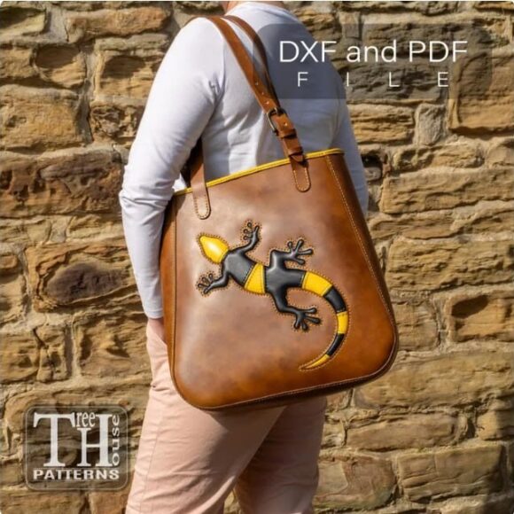 Выкройка сумка из кожи тоут с ящерицей
