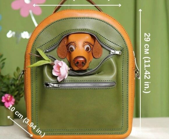 Выкройка Рюкзак из кожи Aiko с головой собаки. Необычная но симпатичная выкройка от мастера своего дела