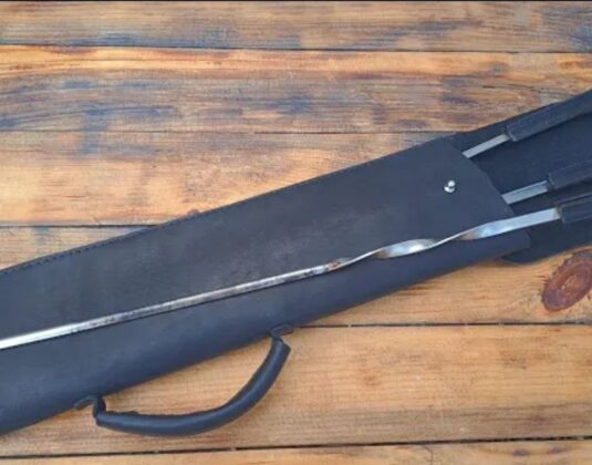 Чехол для шампуров из кожи толщиной 2-2.5 мм и пробойник 5мм выкройка от мастера из кожи и ткани