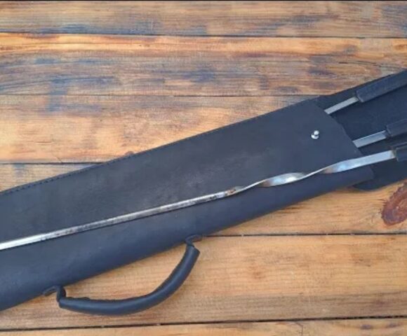 Чехол для шампуров из кожи толщиной 2-2.5 мм и пробойник 5мм выкройка от мастера из кожи и ткани