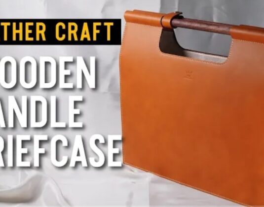 выкройка кожаный портфель с круглыми деревянными ручками