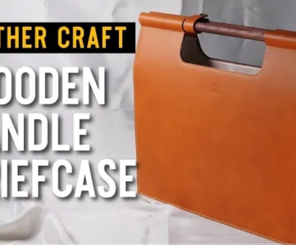 выкройка кожаный портфель с круглыми деревянными ручками