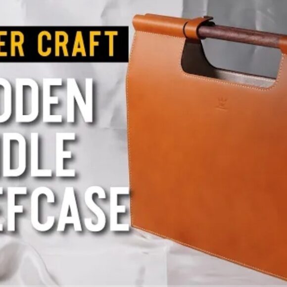 выкройка кожаный портфель с круглыми деревянными ручками