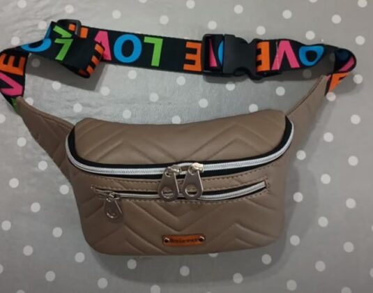 Выкройка поясной сумки из кожи с тканевым подкладом