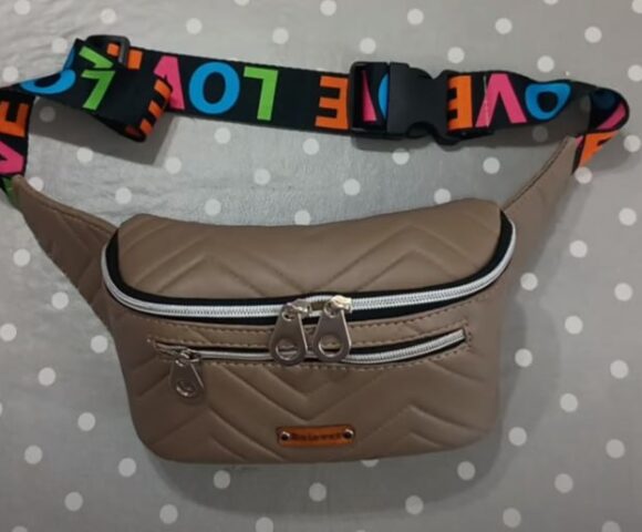 Выкройка поясной сумки из кожи с тканевым подкладом