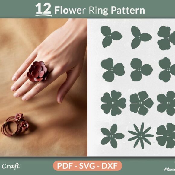 Кольцо из кожи выкройка 12 различных форм в виде цветка
