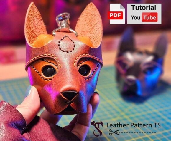 Выкройка брелок подвес он может применятся как чехол голова собаки