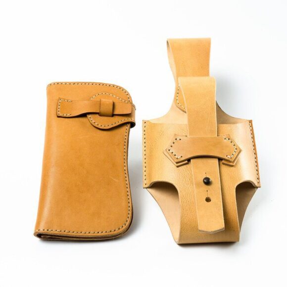 Байкерский кожаный и брутальный кошелёк с кобурой выкройка